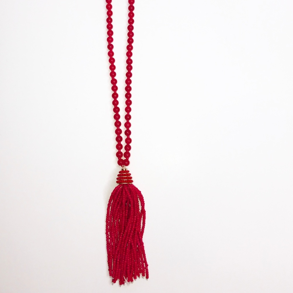 Rah Rah Red Rebel Tassel Necklace - Picture 1 of 2